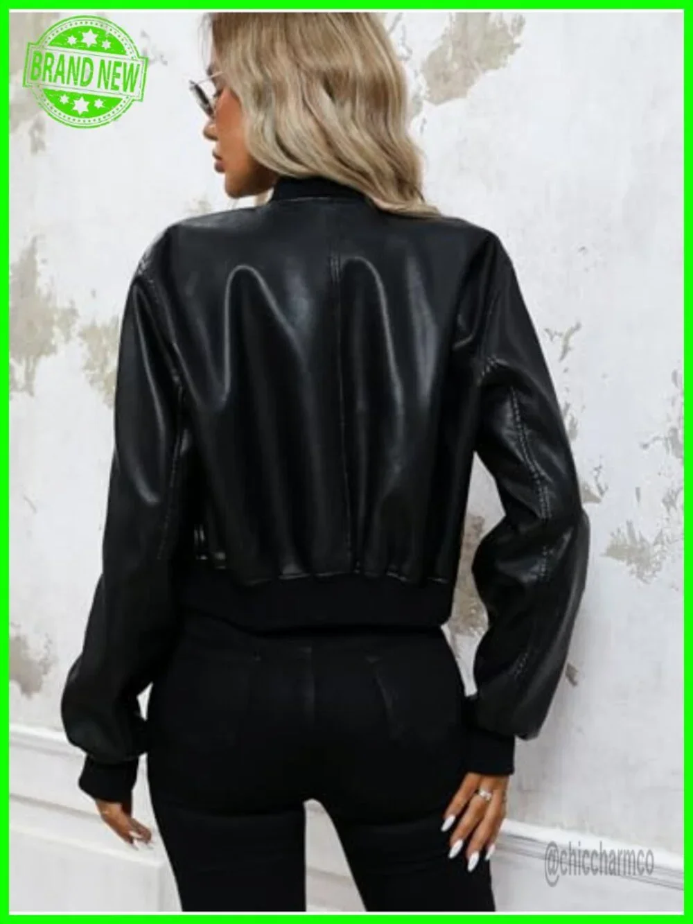 Women's Faux Leather Varsity Jacket Bomber Baseball Streetwear Coat